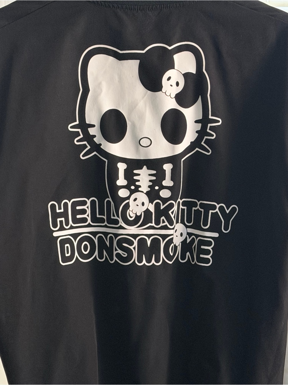 Hello Kitty x DonSmoke Black and White Varsity Jacket with Skull Graphic M/L - Picture 3 of 5